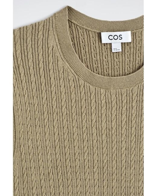 COS Natural Cable-Knit Cotton-Linen Tank Top for men