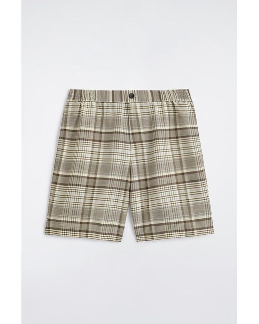 COS Natural Checked Linen-Blend Shorts for men