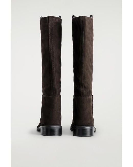 COS Black Suede Riding Boots