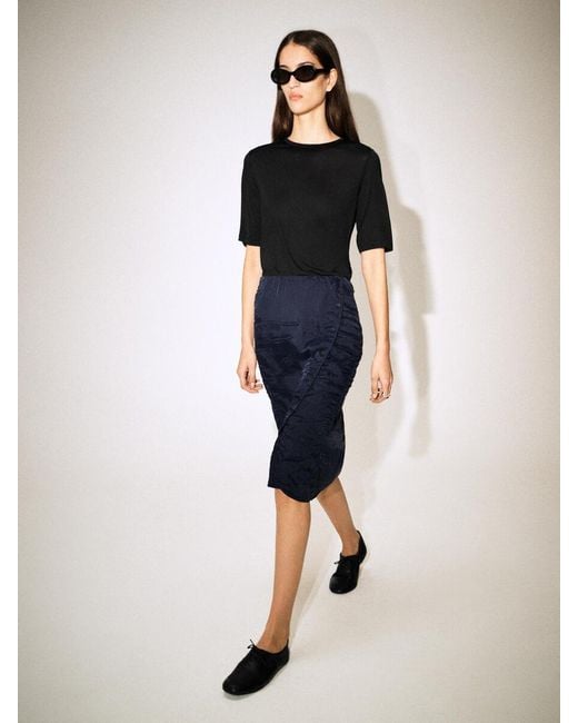 COS Black Fluid Silk T-Shirt