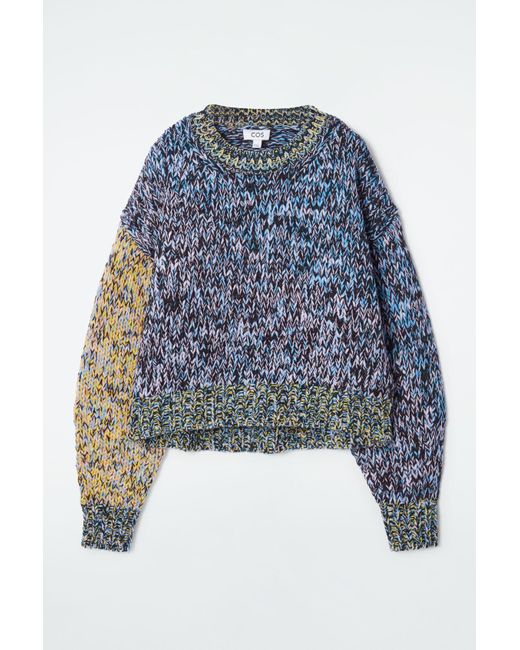 COS Blue Chunky Hand-knit Wool Sweater