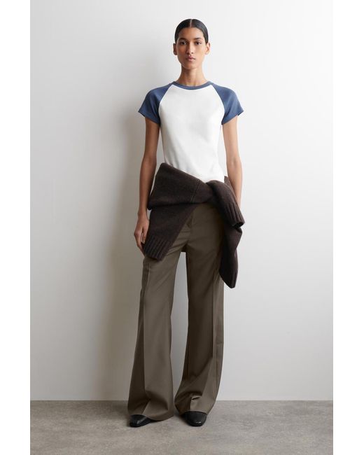COS Blue Slim Cotton T-Shirt