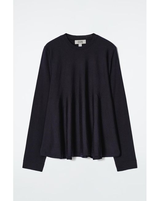 COS Blue Trapeze Merino Wool Jumper