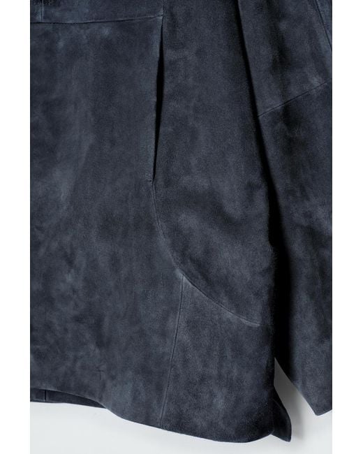 COS Blue Suede Half-Zip Blouson Jacket​