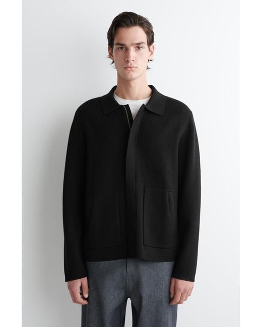 COS Black Double-Faced Wool Knitted Jacket for men