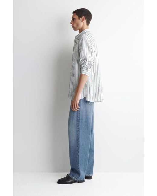 COS White Oversized Striped Cotton-Poplin Shirt for men