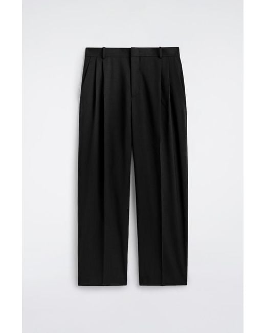 COS Black Fluid Wool Relaxed-Fit Wide-Leg Pants for men