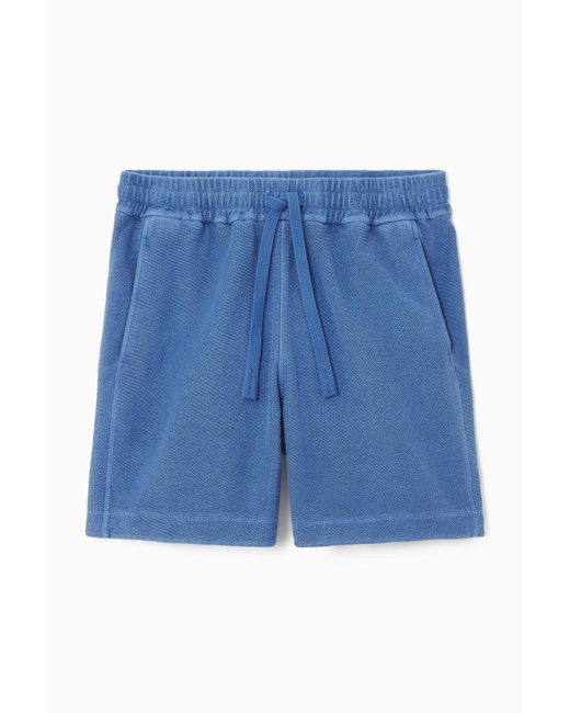 COS Blue Drawstring Terry Shorts for men