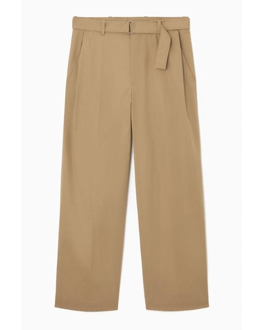 COS Natural Belted Pleated Wide-leg Pants for men