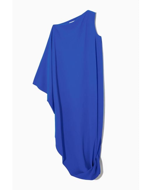 COS Blue Draped Asymmetric Dress