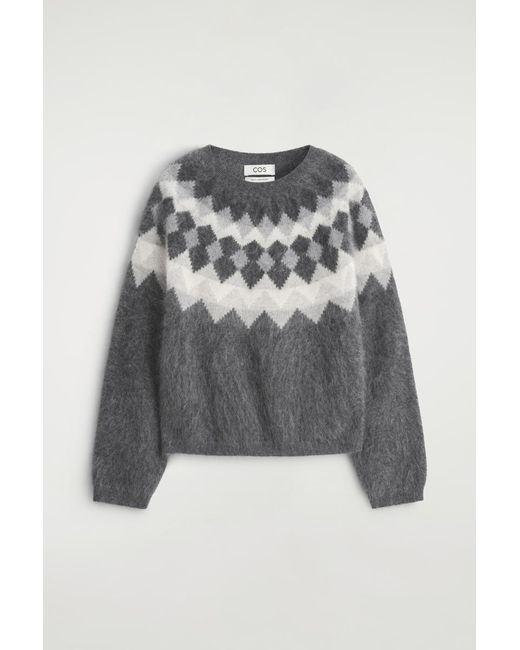 COS Gray Fair Isle Brushed-Cashmere Jumper