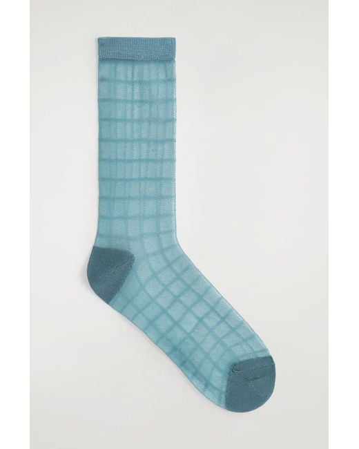 COS Blue Transparente Socken Mit Karomuster