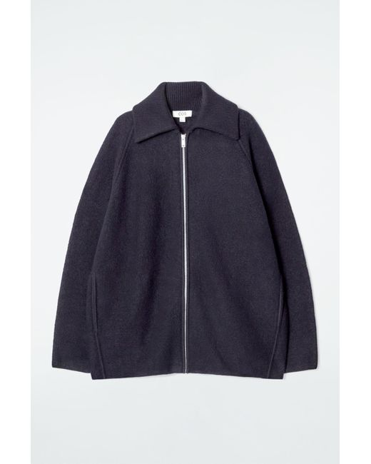 COS Blue Boiled-Wool Zipped Jacket