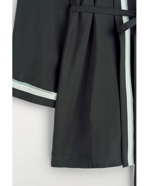 COS Black Contrast-Piped Robe-Style Blouse