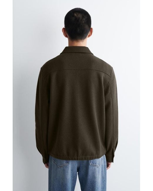 COS Green Boiled-Wool Zip-Up Polo Jumper for men