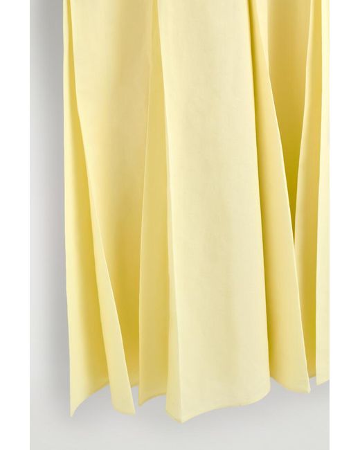 COS Yellow Pleated Cotton-Linen Maxi Dress