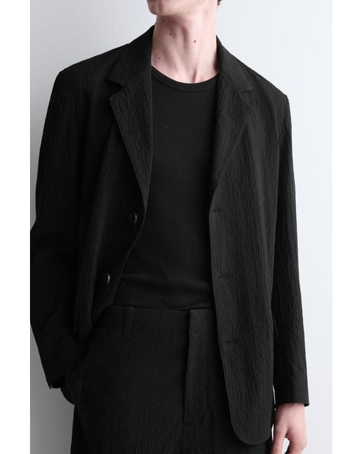COS Black Seersucker Relaxed-Fit Straight-Leg Pants for men