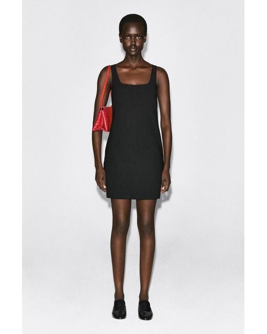 COS Black Square-Neck Crepe-Jersey Dress