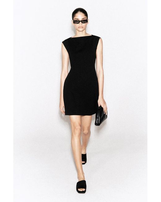 COS Black Sculpted Flared Cotton Mini Dress