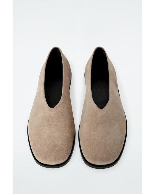 COS White Suede Ballet Flats