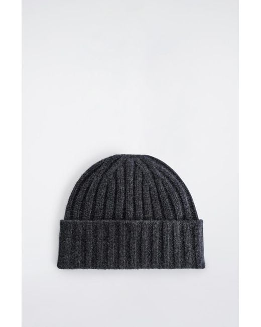 COS Black Chunky Ribbed Cashmere Beanie for men