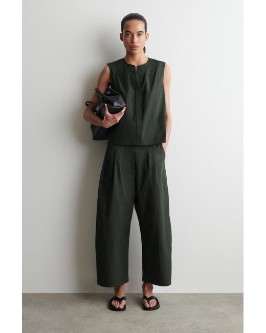 COS Black Pleated Sleeveless Top