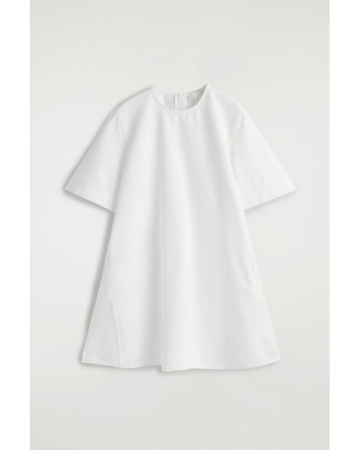 COS White Flared Denim Mini Dress