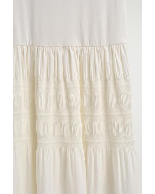 COS White Tiered Gathered Midi Dress