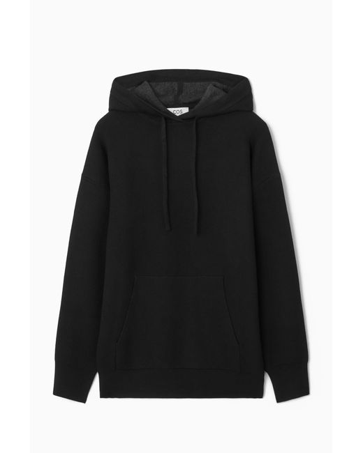 COS Black Double-faced Knitted Hoodie