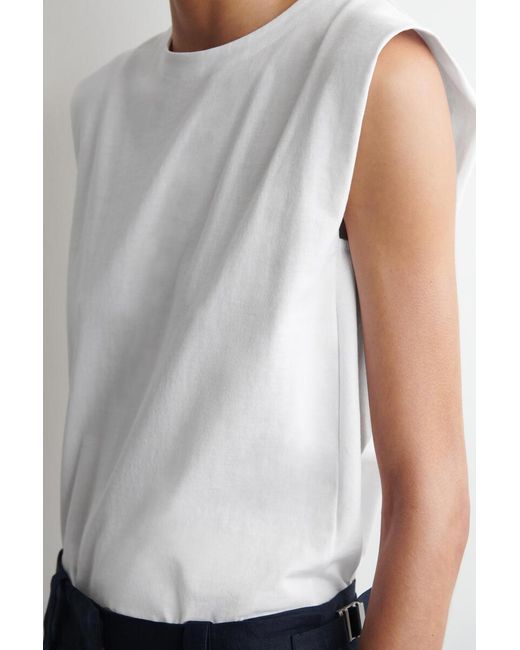 COS White Folded-Shoulder Cotton-Jersey Tank Top