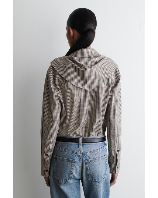 COS Gray Checked Scarf-Detail Shirt