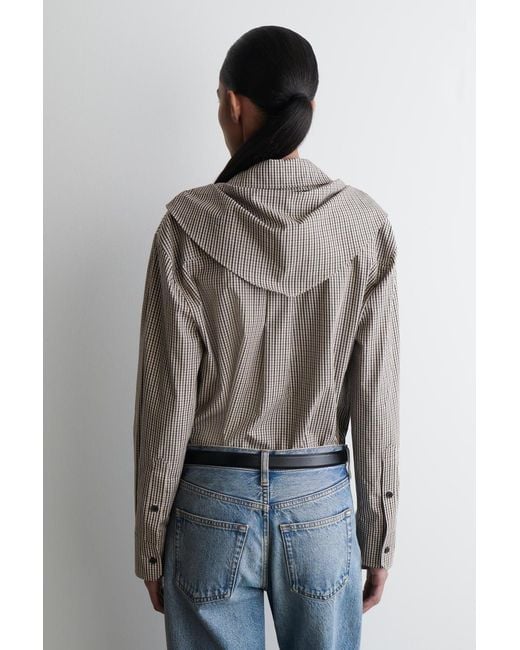 COS Gray Checked Scarf-Detail Shirt