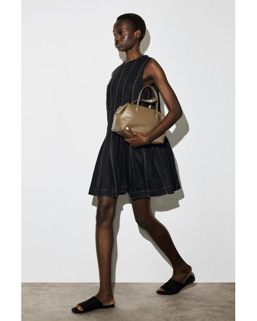 COS Black Sculpted Pleated Mini Dress