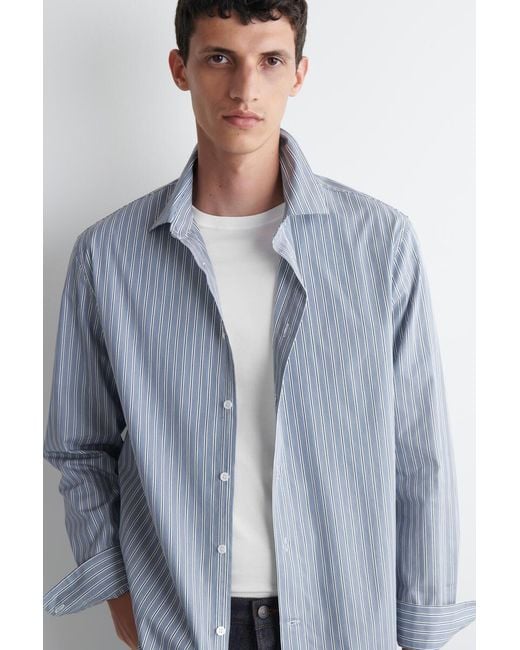 COS Blue Relaxed Striped Cotton Shirt for men