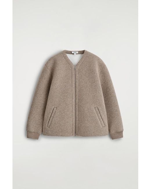 COS Natural Oversized Felted-Scuba Zip-Up Cardigan for men