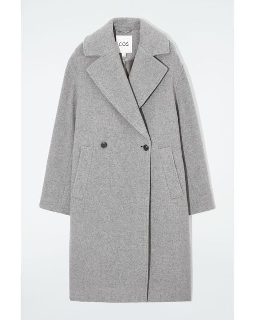 COS Gray Oversized Double-breasted Wool Coat