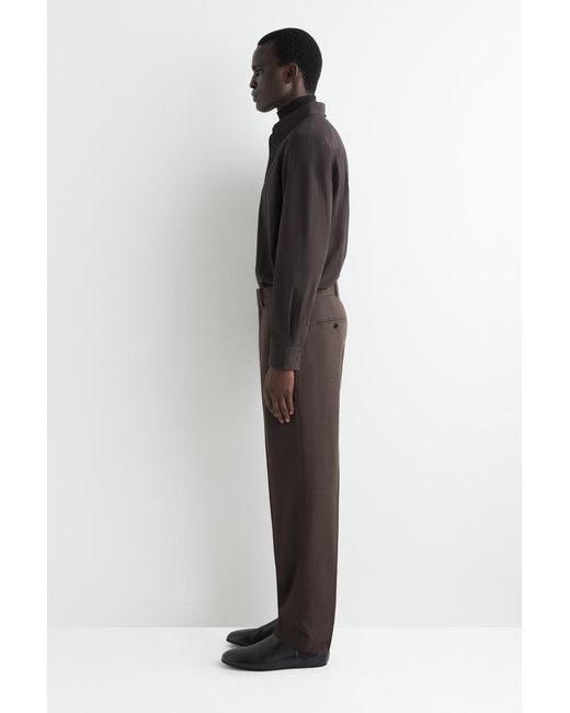 COS Brown Wool Regular-Fit Tapered Trousers for men