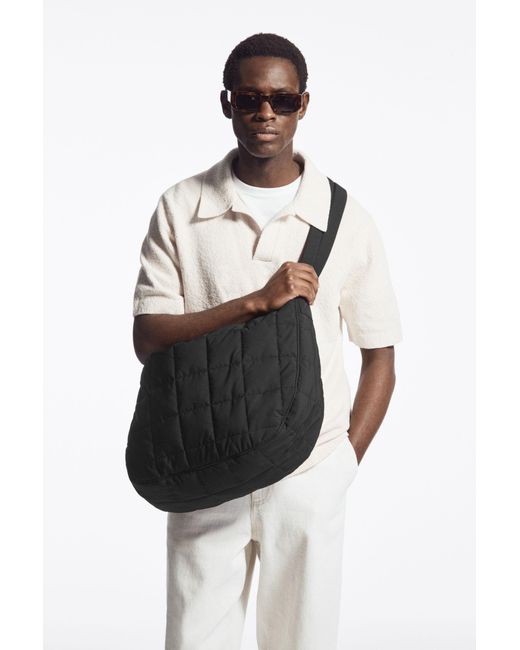 COS Black Quilted Messenger - Ripstop for men