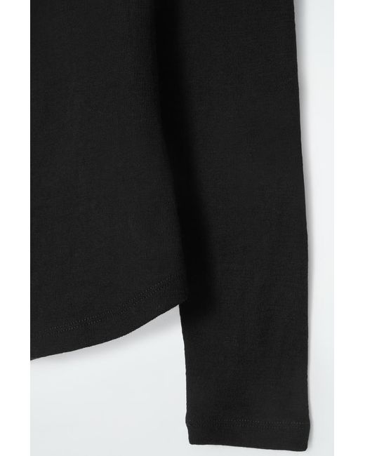 COS Black Scoop-Neck Merino Wool Long-Sleeved Top
