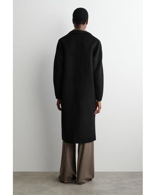 COS Black Double-Faced Wool Long Coat