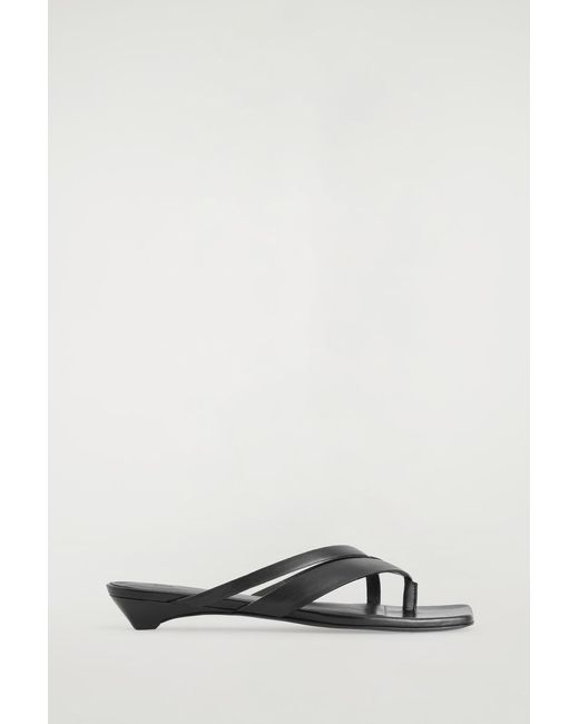 COS Black Crossover-Strap Kitten-Heel Sandals