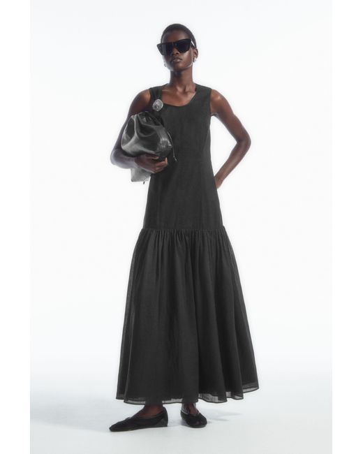 COS Black Dropped-waist Midi Dress