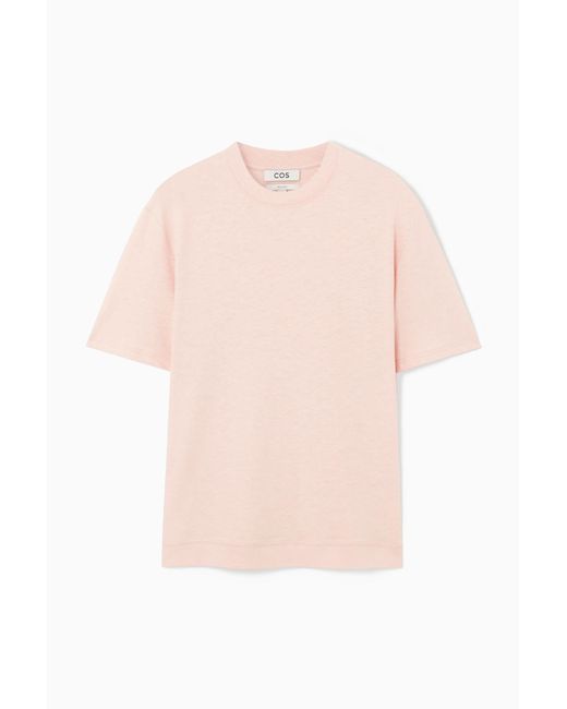 COS Pink Short-sleeve Cotton-blend T-shirt for men