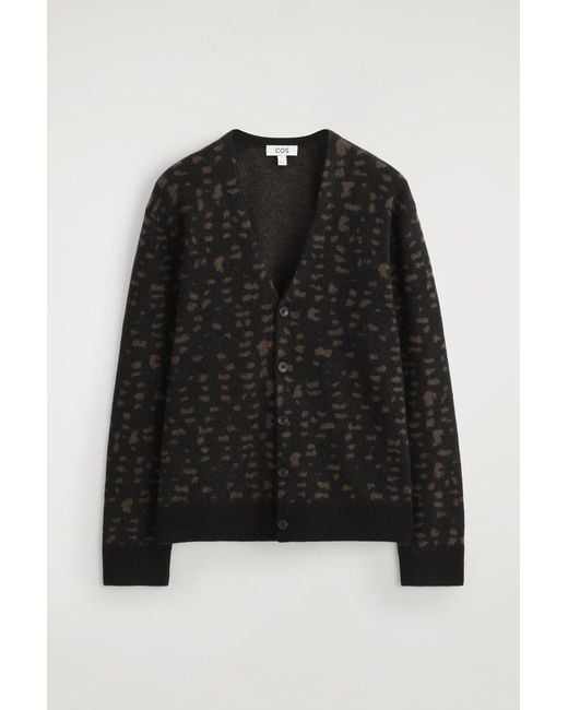 COS Black Geometric Wool-Alpaca Sweater for men