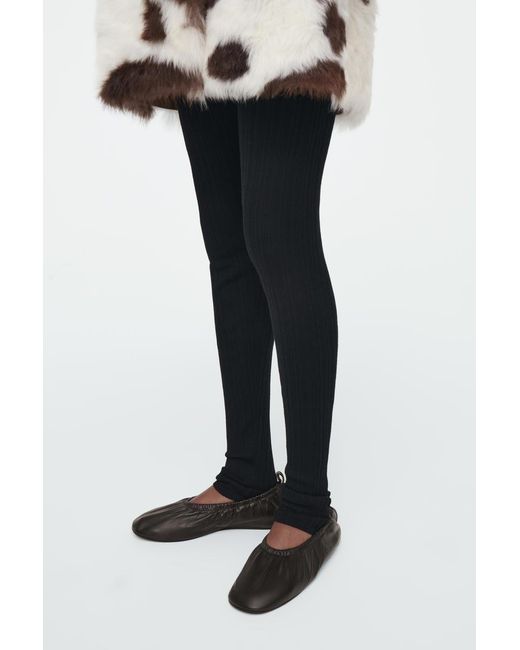 COS Black The Longline Merino Wool Leggings