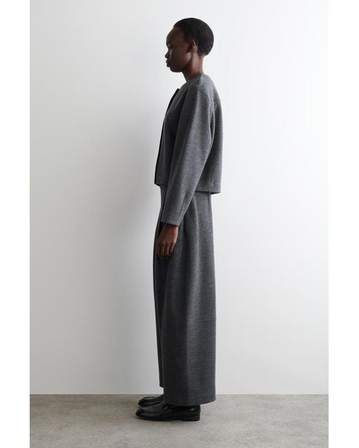 COS Gray Boiled Merino Wool Cardigan