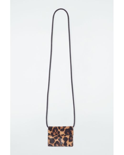COS White Leopard Pony Hair Crossbody Cardholder