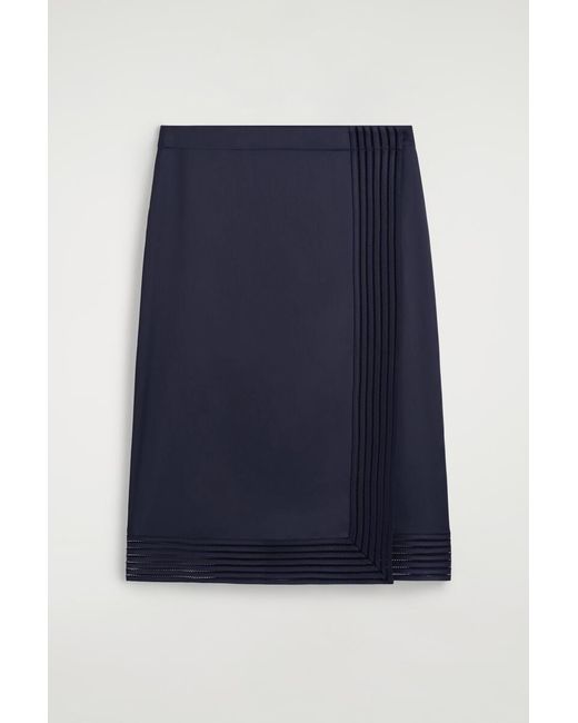 COS Blue Open-Stitch Wrap Skirt