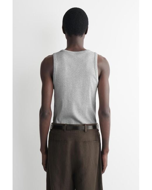 COS Gray Slim Ribbed Cotton Tank Top for men