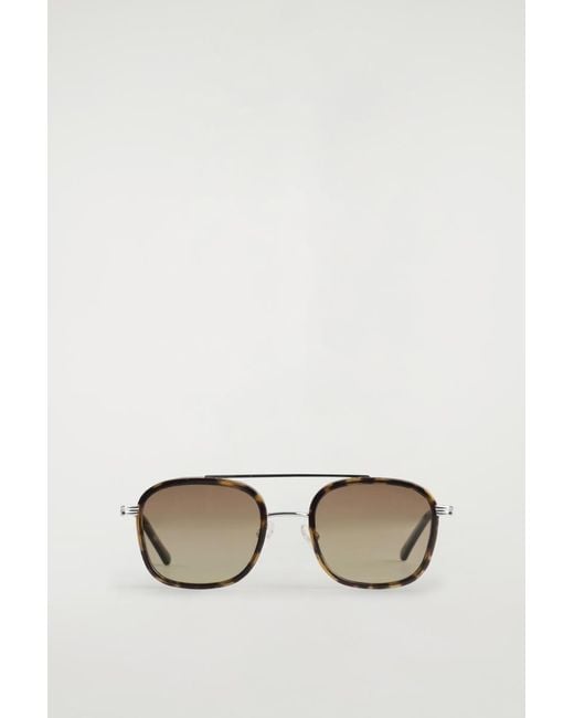 COS Brown Round-Frame Aviator Sunglasses for men